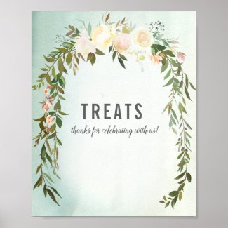 Treats Table Green White Rose Baby Sprinkle Shower