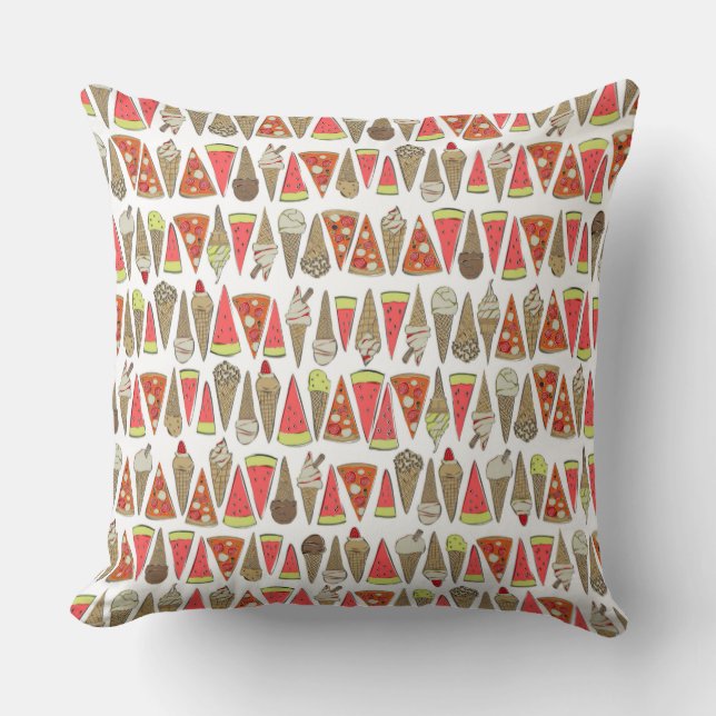 treats white throw pillow (Front)