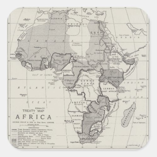 Treaty Map of Africa Square Sticker