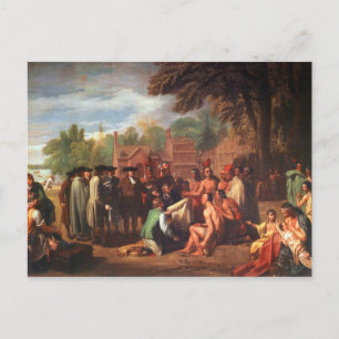 Treaty of Penn with Indians Postcard