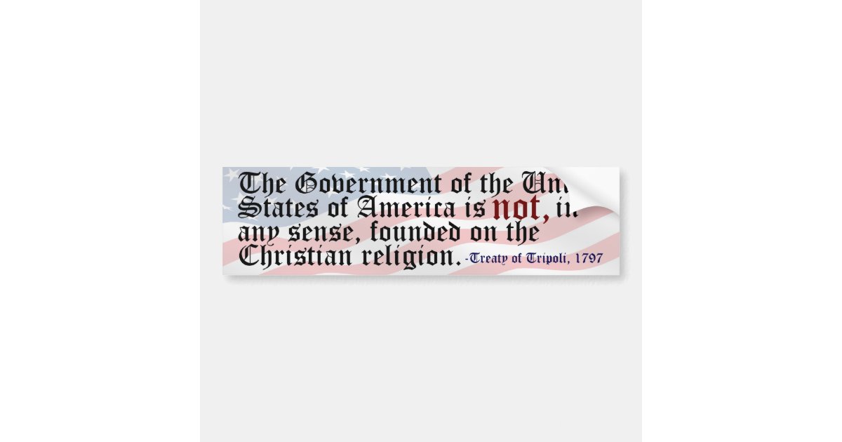 Treaty of tripoli freethought bumper sticker zazzle