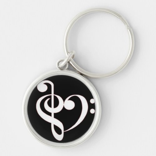 Treble and Bass Clef Heart Key chain