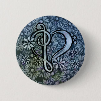 Treble and Bass Clef Heart Music Teacher Button