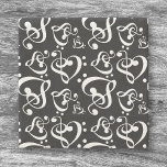 Treble Bass Clef Hearts Music Notes Pattern Stone Coaster<br><div class="desc">Features a black treble clef and bass clef music pattern. For more music themed decor and gifts visit the rest of this shop.</div>