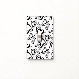 Treble Bass Clef Hearts Music Pattern Light Switch Cover