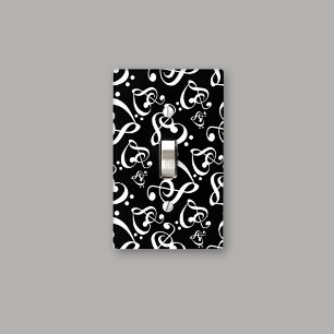 Treble Bass Clef Hearts Music Pattern Light Switch Cover