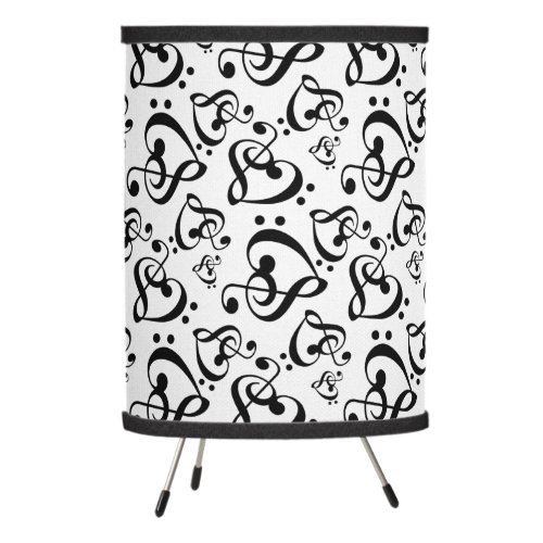 Treble Bass Clef Hearts Music Pattern Table Lamp