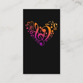 Treble Bass Clef Musical Notes Colorful Heart Business Card by Designer_Store_Ger at Zazzle