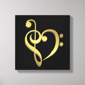 Treble Clef And Bass Clef Music Heart Love Canvas Print by pixxart at Zazzle