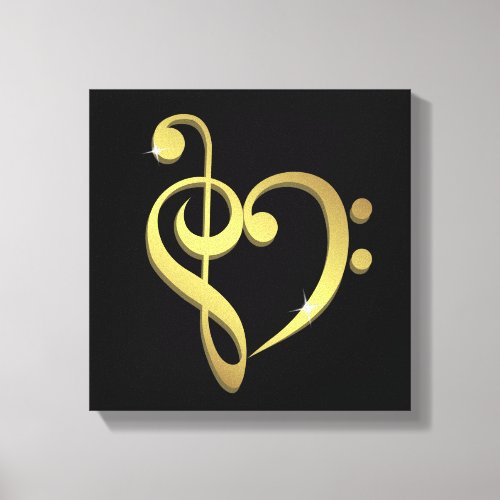 Treble clef and bass clef music heart love canvas print