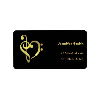 Treble clef and bass clef music heart love label