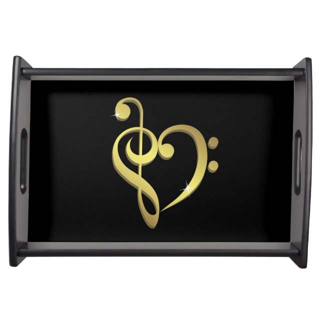 Treble clef and bass clef music heart love serving tray (Front)