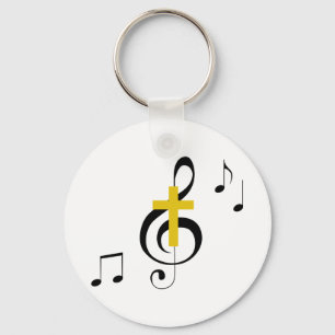 Treble Clef and Cross Keychain