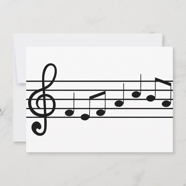 treble clef and notes : sheet music invitation (Front)