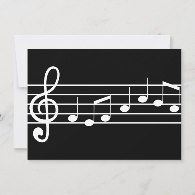 treble clef and notes : sheet music invitation (Front)