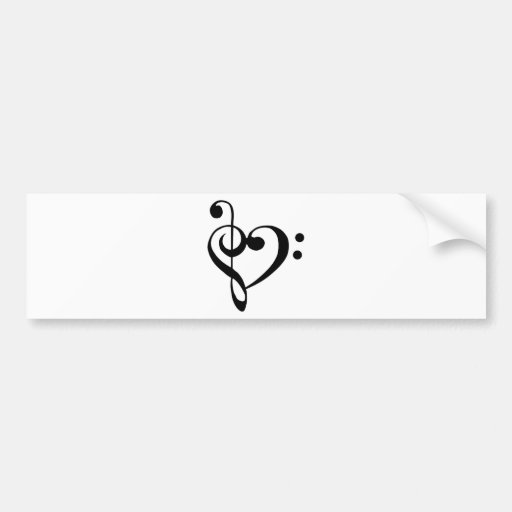 Treble Clef Base Clef Heart Bumper Sticker | Zazzle