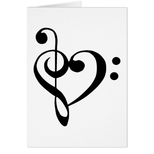 Treble Clef Base Clef Heart Cards (Front)