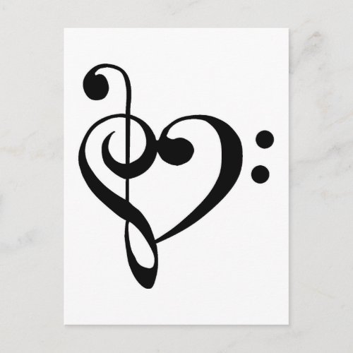 Treble Clef Base Clef Heart Postcard