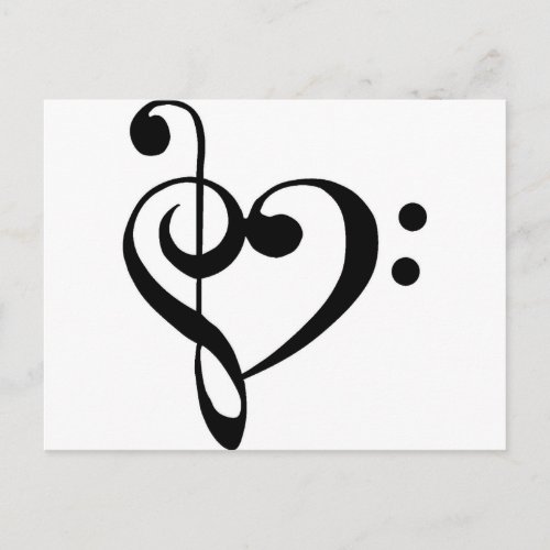 Treble Clef Base Clef Heart Postcard