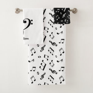 Treble Clef & Bass Clef Heart Bath Towel Set