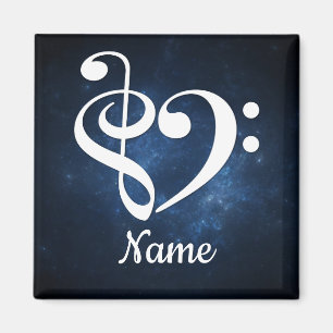 Treble Clef Bass Clef Heart Blue Nebula Customized Magnet
