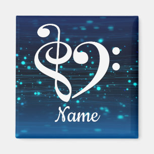 Treble Clef Bass Clef Heart Blue Nebula Customized Magnet