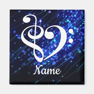 Treble Clef Bass Clef Heart Blue Nebula Customized Magnet