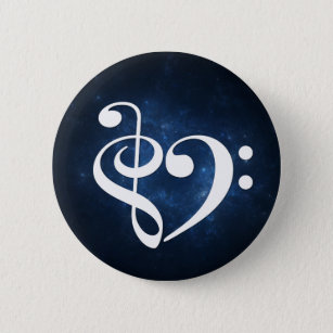Treble Clef Bass Clef Heart Dark Blue Nebula Button