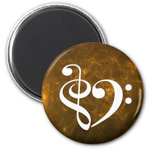 Treble Clef Bass Clef Heart Flaming Gold Nebula Magnet