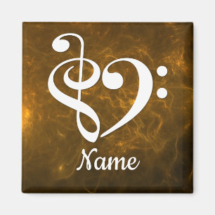 Treble Clef Bass Clef Heart Gold Nebula Customized Magnet