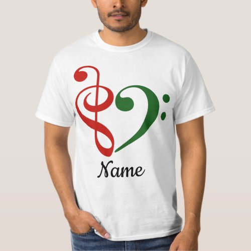 Treble Clef Bass Clef Heart Holiday Customized T_Shirt