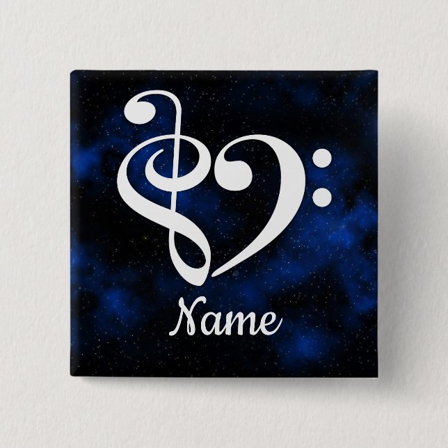 Treble Clef Bass Clef Heart Milky Way Customized Button (Front)
