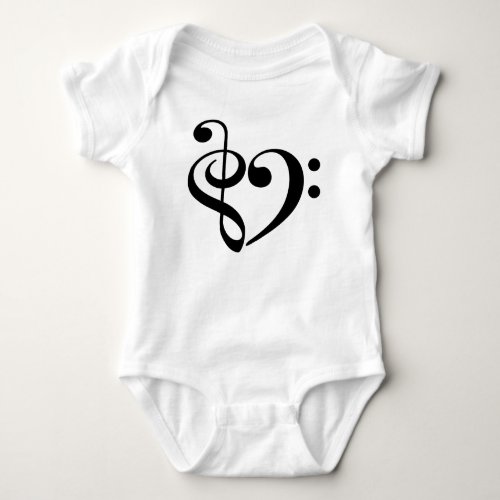 Treble Clef Bass Clef Heart Music Lover Baby Bodysuit