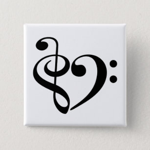 Treble Clef Bass Clef Heart Music Lover Button