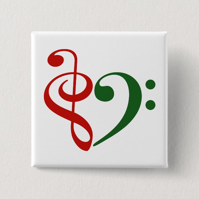 Treble Clef Bass Clef Heart Music Lover Christmas Button (Front)