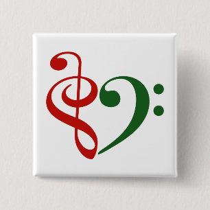 Treble Clef Bass Clef Heart Music Lover Christmas Button