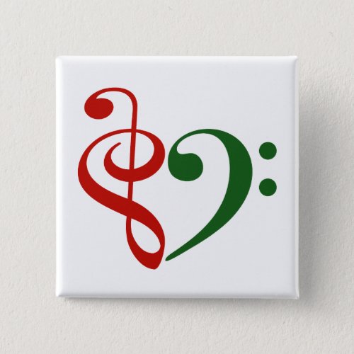 Treble Clef Bass Clef Heart Music Lover Christmas Button