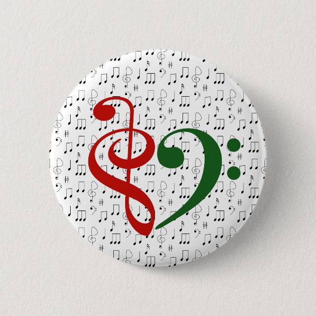 Treble Clef Bass Clef Heart Music Lover Christmas Button (Front)