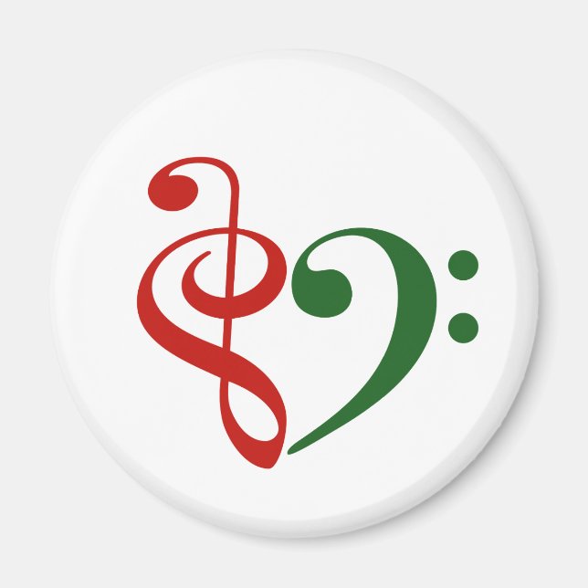 Treble Clef Bass Clef Heart Music Lover Christmas Magnet (Front)