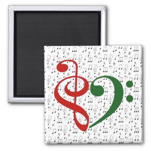 Treble Clef Bass Clef Heart Music Lover Christmas  Magnet