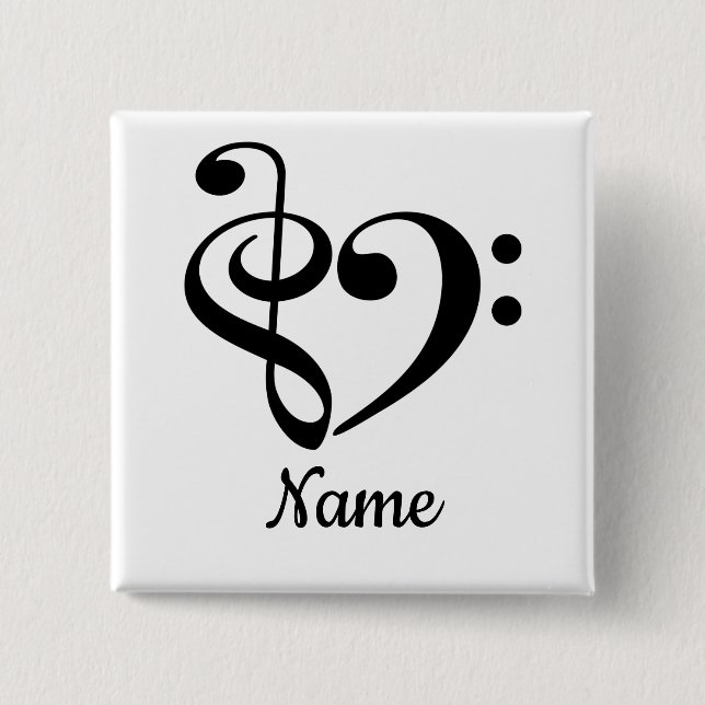 Treble Clef Bass Clef Heart Music Lover Customized Button (Front)