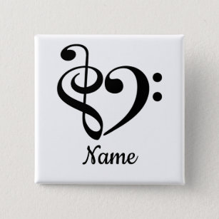 Treble Clef Bass Clef Heart Music Lover Customized Button