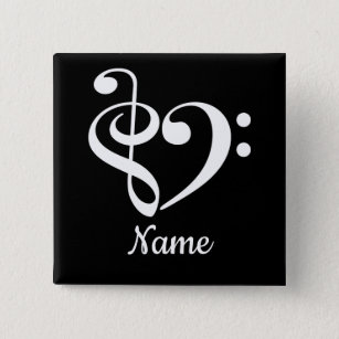Treble Clef Bass Clef Heart Music Lover Customized Button
