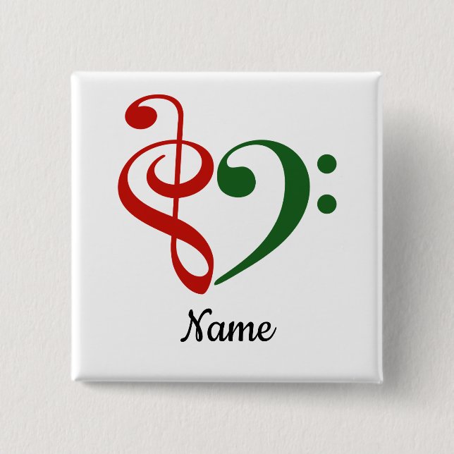 Treble Clef Bass Clef Heart Music Lover Customized Button (Front)
