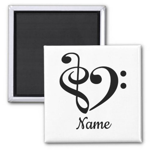 Treble Clef Bass Clef Heart Music Lover Customized Magnet