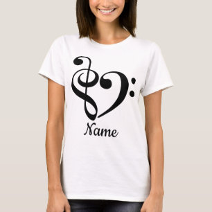 Treble Clef Bass Clef Heart Music Lover Customized T-Shirt