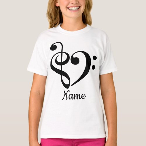 Treble Clef Bass Clef Heart Music Lover Customized T_Shirt