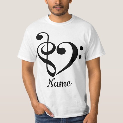 Treble Clef Bass Clef Heart Music Lover Customized T_Shirt