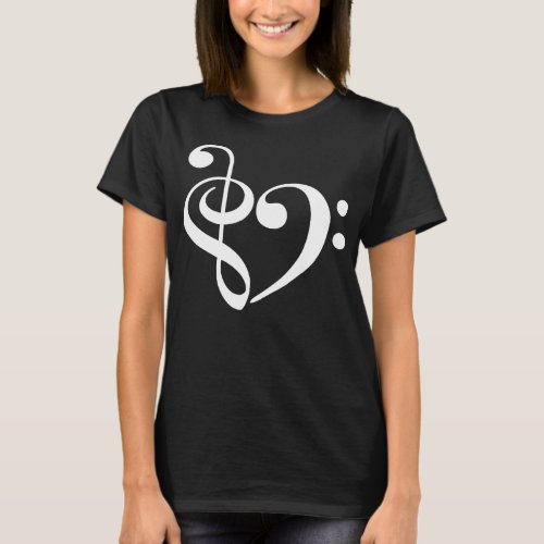 Treble Clef Bass Clef Heart Music Lover T_Shirt