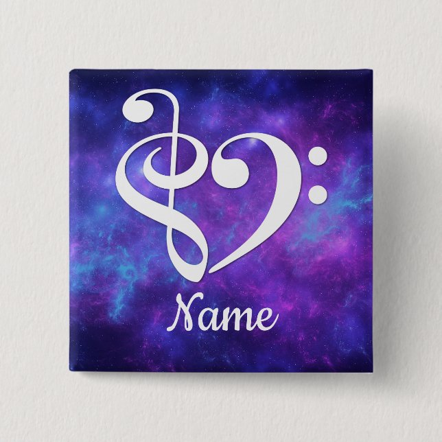 Treble Clef Bass Clef Heart Nebula Customized Button (Front)